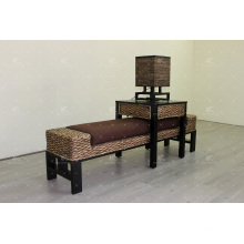 Classic Water Hyacinth Bench, Table Stool, Lamp for Bedroom Set